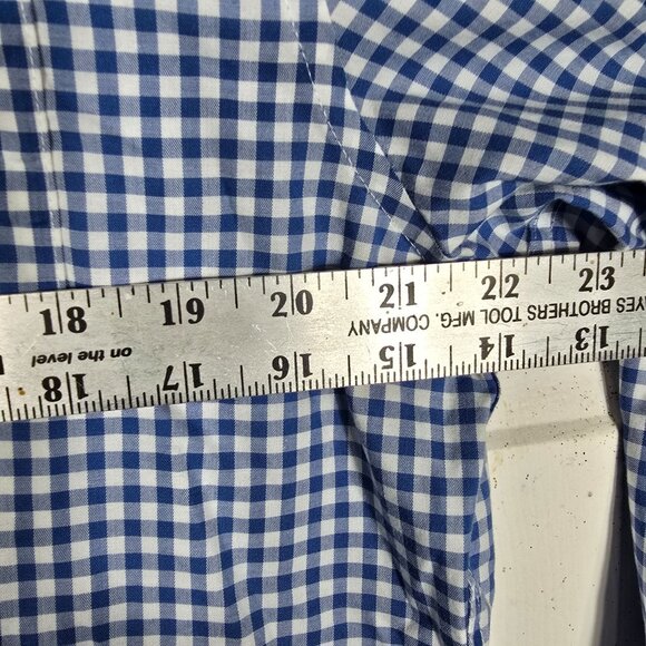 L.L. Bean Button Down Dress Shirt Medium Men's Long Sleeve Blue White Check - Picture 7 of 8